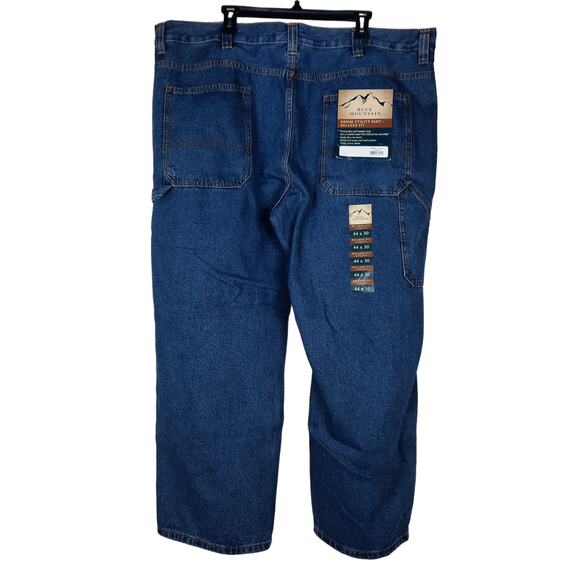 BLUE MOUNTAIN MENS NWT BLUE DENIM UTILITY CARPENTER WORK PANTS 44X30 RELAXED FIT - Picture 3 of 9